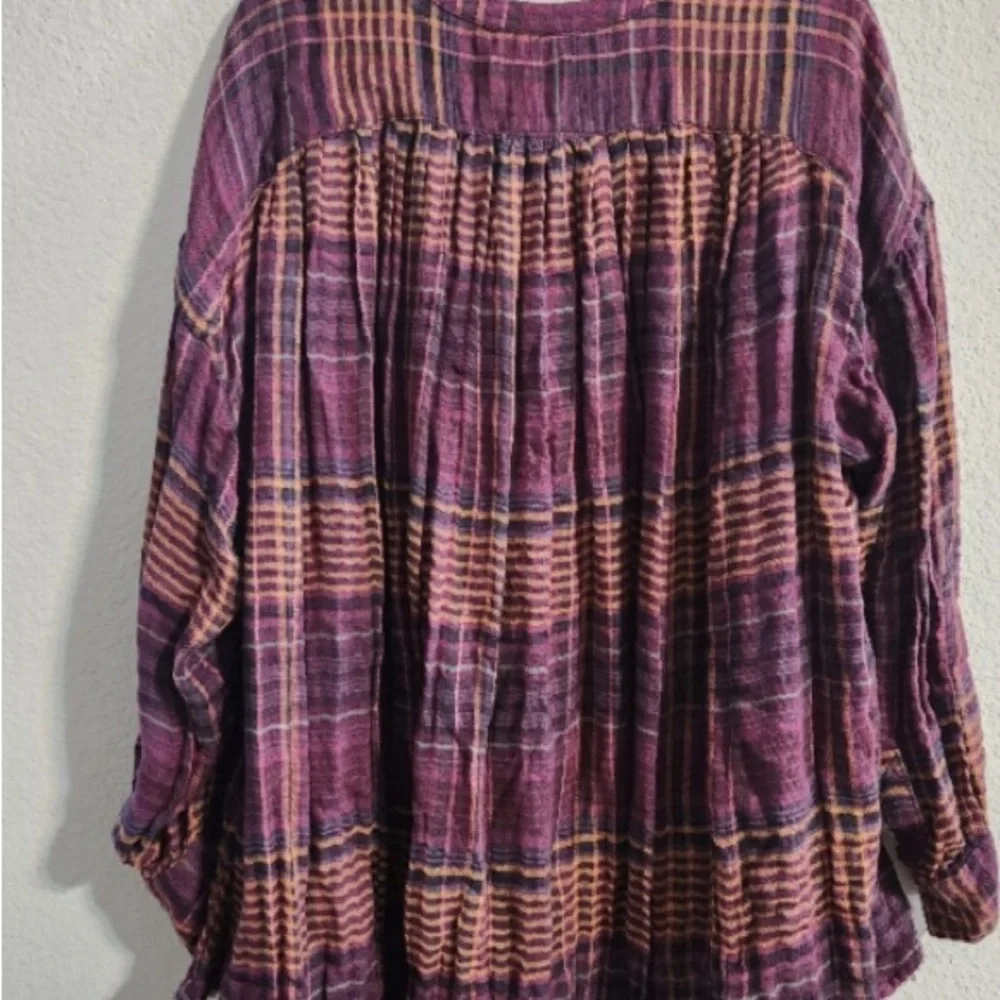 Free People Plaid Button Down Shirt NWOT